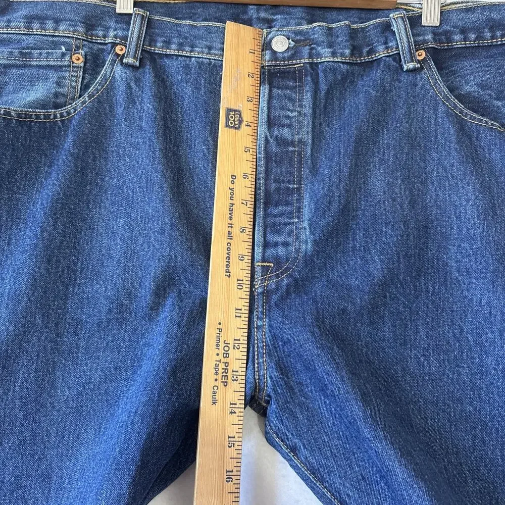 Levis 501 Mens 46x28 (46x27) Button Fly Dark Wash Denim Red Tag